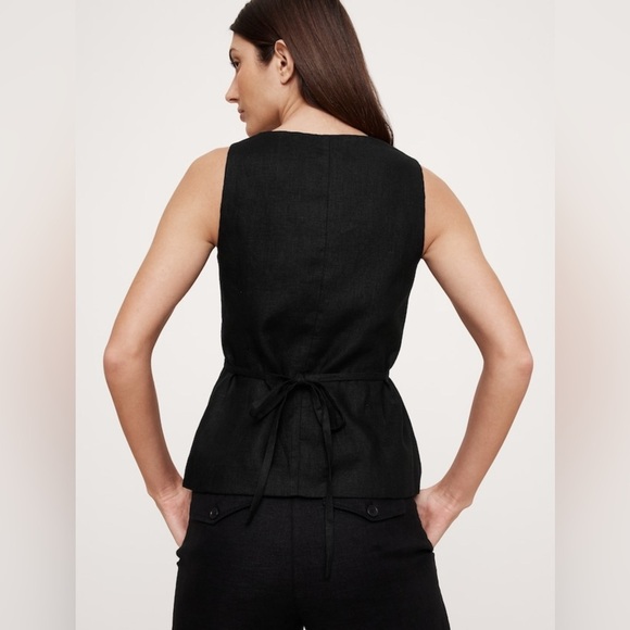 NWT Banana Republic Linen Square Neck Black Vest Size 14. - Picture 2 of 8